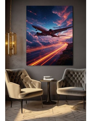 Özkacar Group Ateşli Rota Uçak Sanatsal Kanvas Tablo Ev Duvar Salon Ofis Dükkan Hediyelik Dekarasyon Süsü