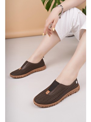 Mammamia D25YA 665 Kahve Hakiki Deri Delikli Kadın Ayakkabı