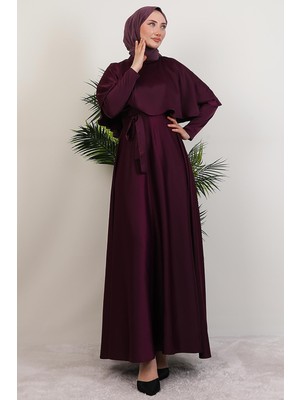 Giza Store Mona Pelerinli Elbise Mor