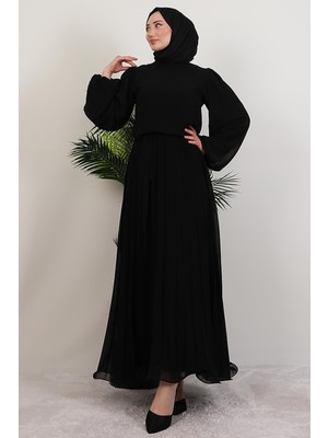 Giza Store Ümra Şifon Elbise Siyah