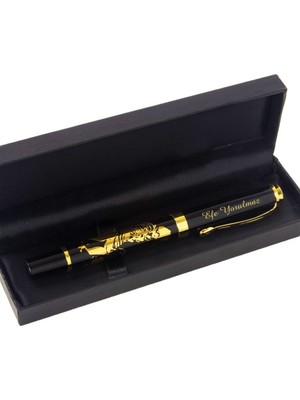 Kişiye Özel Atatürk İmzalı ve Silüetli Altın Yaldızlı Gold Roller İmza Kalem​i