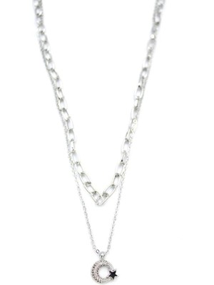 Öfi Çoklu Ay Yıldız Kolye - Gümüş