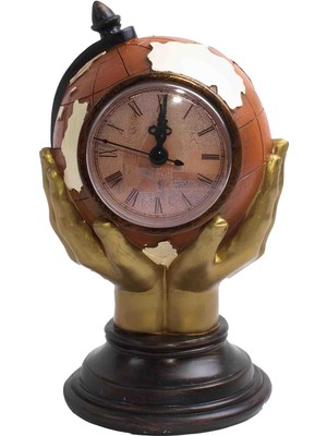 Antika Tarzı El Figürlü Dünya Saati Ev Oda Ofis Işyeri Için Özel Masaüstü Dekoratif Vintage Hediyelik Özel Üretim