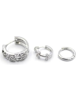 Öfi 3'lü Xox Küpe - Gümüş