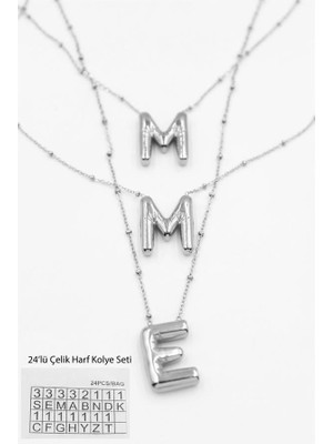 Öfi 24'lü Harf Kolye Seti - Gümüş