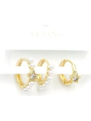 Öfi 3'lü Xuping Incili Küpe - 14K Altın