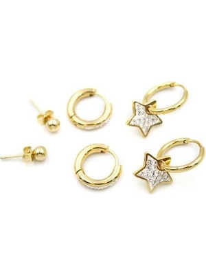 Öfi Çoklu Yıldız Halka Küpe - Altın