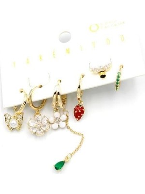 Öfi Çoklu Çiçek Küpe - Altın