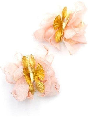 Öfi Kumaş Çiçek Küpe - Pembe