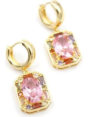 Öfi Taşlı Küpe - Pembe