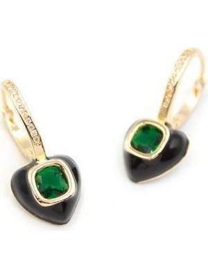 Öfi Mineli Kalp Küpe - Yeşil