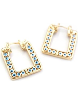 Öfi Kare Nazar Küpe - Altın