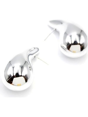 Öfi Büyük Boy Damla Küpe - Gümüş