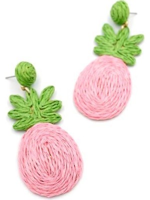 Ananas Hasır Küpe - Pembe