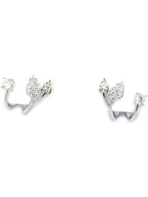 Gümüş Iğneli Yaprak Küpe - Gümüş