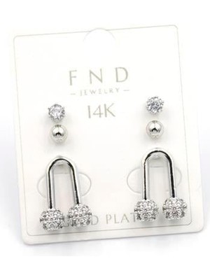 Öfi Çoklu Taşlı Küpe - Gümüş