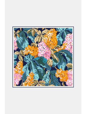 Vakko Twill Ipek Eşarp - 4145-55 Metalik Mavi