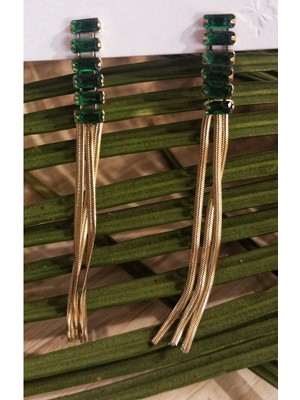 Monalisa Home  Lüks Yeşil Taş Figürlü Gösterişli Küpe