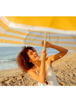 200 cm 10 Telli  Plaj Şemsiyesi — Balkon, Bahçe, Havuz, Seyahat ve Sahil Dayanıklı Gölgelik Çelik İskelet 