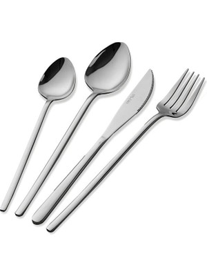 The Mia Giallo Çatal Kaşık Bıçak Takımı Gümüş 24 Parça