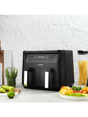 Schafer Thermochef Dual Dijital Airfryer Sıcak Hava Fritözü 8L Kapasite ile Yağsız Pişirme