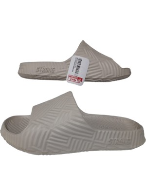 Gezer Erkek Krem Çizgili Önü Açık Banyo Bahçe Havuz Terliği