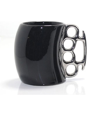 Porselen Muşta Tasarımlı Kupa Bardak Siyah