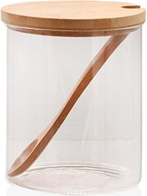 The Mia Bambu Kapaklı Borosilikat Cam Kavanoz 450 ml