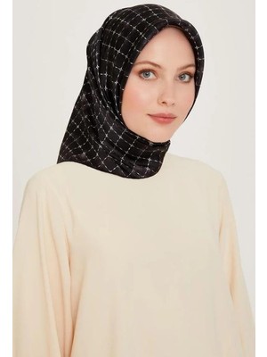 Armine Ipek Eşarp 2025 Kış - 9259-03 Siyah Gümüş Twill