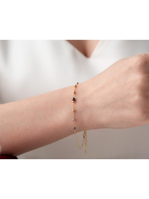 925 Ayar Papatya Silver Parlak Kedi Gözü Dorica Bileklik<rose,gold,rodaj>