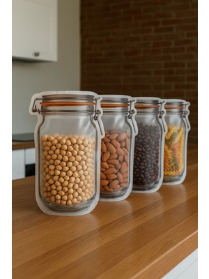 10 Adet Küçük Boy 11X19 cm  Kilitli Kavanoz Poşet Kuruyemiş Baharat Her Türlü Gıda Saklama Poşet