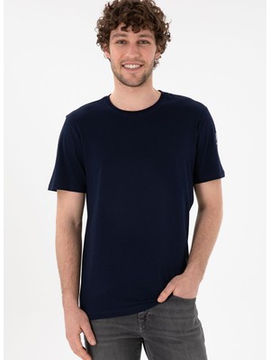 Erkek Regular Fit Bisiklet Yaka Lacivert Basic Tişört