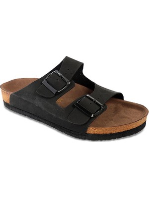 Slazenger Lens Kadın Terlik Siyah Nubuk