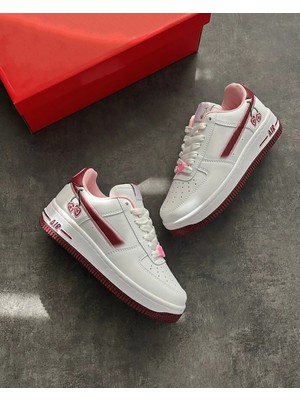 Happy Valentines Day Force 1 Kirazlı Sneaker Yüksek ve Kaydırmaz Yüksek Tabanlı Kadın Spor Ayakkabı