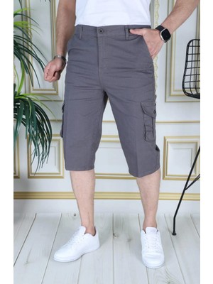 Erkek Bermuda Şort Uzun Kapri Kargo Cep Kargo Cepli Bermuda Uzun Kapri Diz Altı Likralı