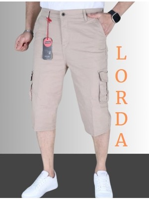 Erkek Bermuda Şort Uzun Kapri Kargo Cep Kargo Cepli Bermuda Uzun Kapri Diz Altı Likralı