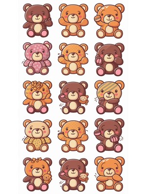 Ayıcık Sticker Telefon Laptop Notebook Tablet Defter Matara Stiker Etiket ST815