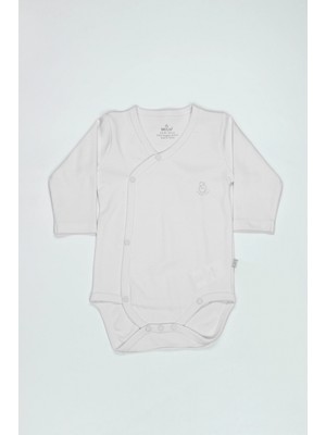 Bistyle Organik Natural Basic Style Kruvaze Uzun Kol Body BS17102 Beyaz
