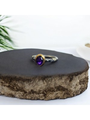 Ametist Gümüş Yüzük Minimal Tasarım