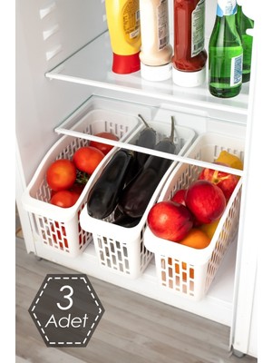 Porsima Org-22 Çok Amaçlı Buzdolabı Içi Düzenleyici Sebze Meyve Organizer Sepet (3 Adet)