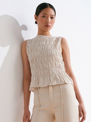 50845 Kolsuz Crop Bluz-Natural