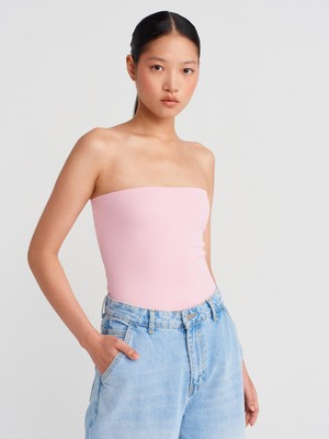 21103 Straplez Top-Toz Pembe