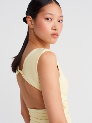 21132 Sırtı Açık Büzgülü Top-Sarı