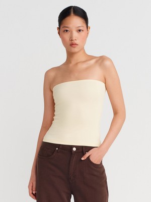 21103 Straplez Top-Açık Sarı