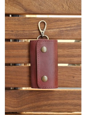 Deri Anahtarlık Kişiselleştirilebilir Bordo Hakiki Deri 6 Çengelli Askı Kancalı Anahtarlık