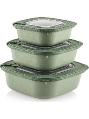 Mavi Kare Saklama Kabı Seti 3'lü, Sızdırmaz ve Mikrodalga Dostu