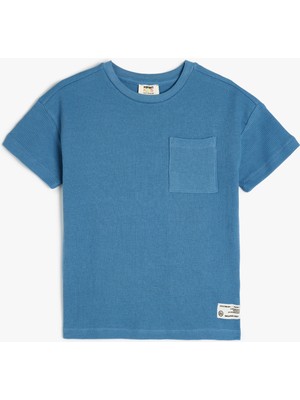 Koton Oversize Basic Tişört Kısa Kollu Bisiklet Yaka Dokulu Cep Detaylı Pamuklu