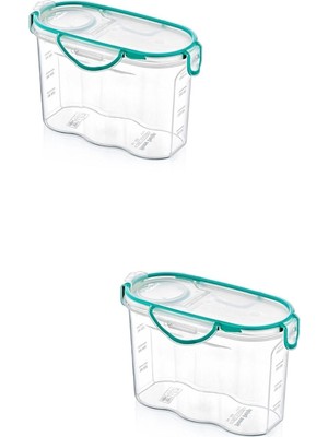 2'li Kapaklı Contalı Hava ve Su Geçirmez 1,2 Litre Saklama Kabı, Beyaz