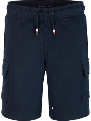 Tommy Hilfiger Lastikli Bel Regular Fit Lacivert Erkek Çocuk Şort Düz Desenli Rahat Kesim