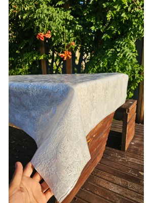 Hasır Lüx Pvc Kaplamalı Silinebilir Yaprak Desen Masa Örtüsü Su Geçirmez Lüks Muşamba Sofra Bezi